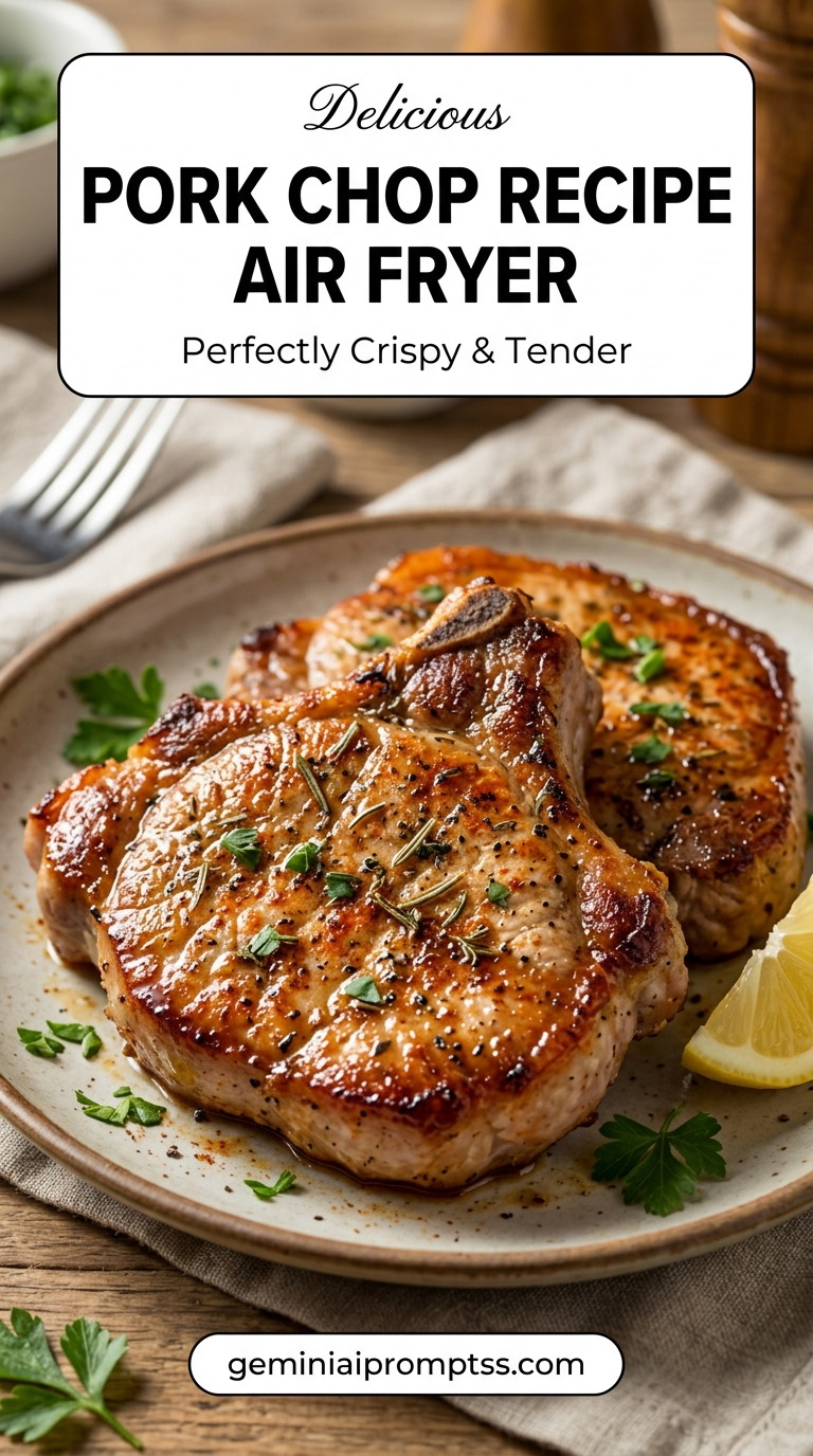 Boneless pork chop recipe air fryer with tender pork and flavorful sauce