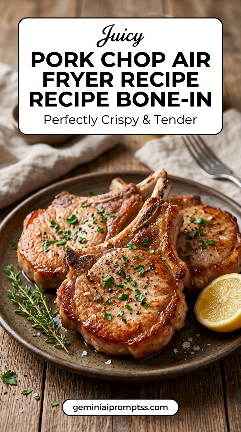 Pork chop air fryer recipe bone-in with tender pork and flavorful sauce
