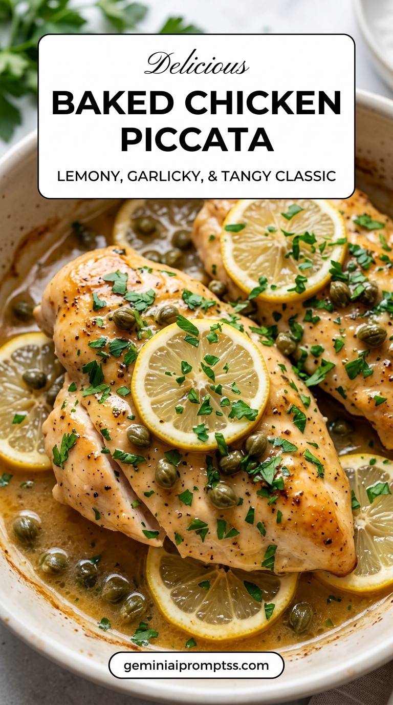 Baked chicken piccata with tender chicken and lemon-caper pan sauce