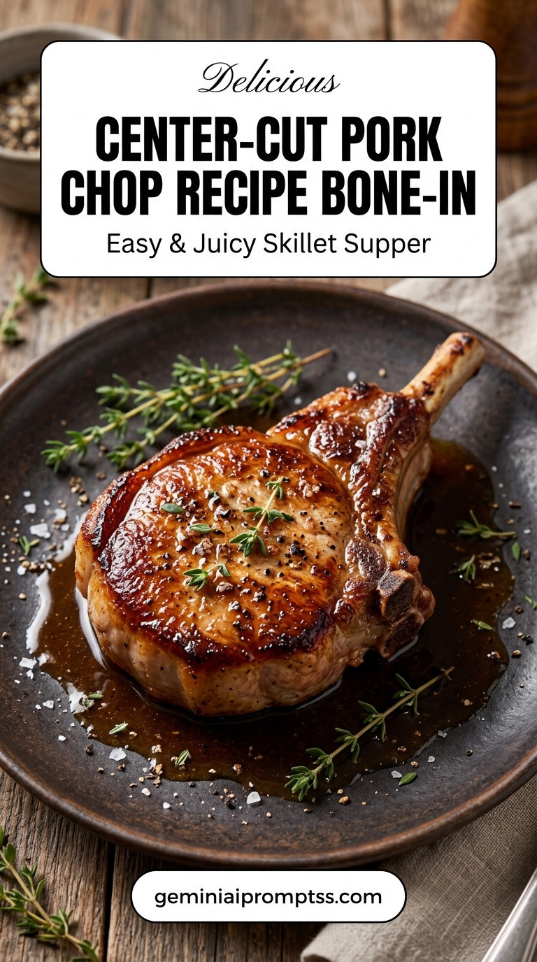 Center-cut pork chop recipe bone-in with tender pork and flavorful sauce