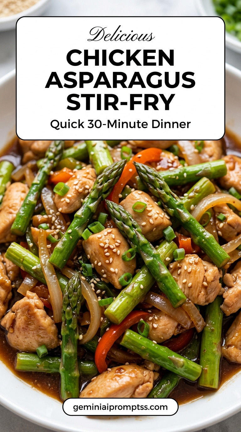 Chicken asparagus stir fry with tender chicken and glossy stir-fry sauce