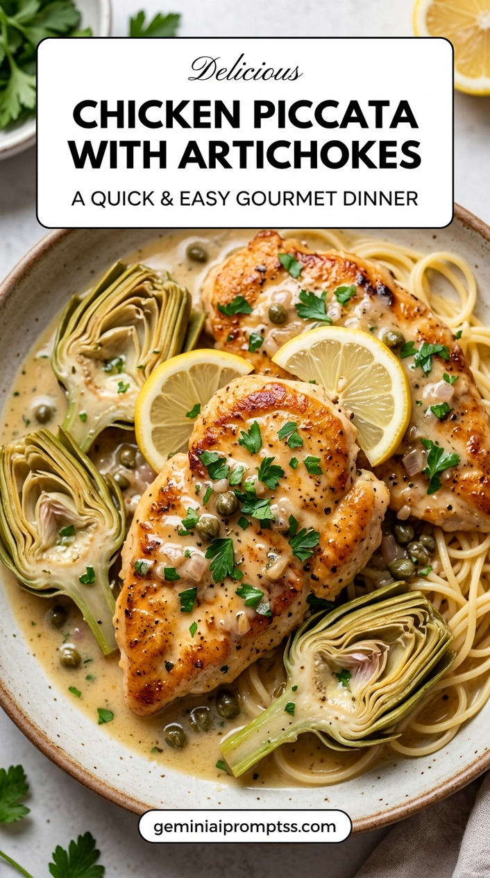 Chicken piccata with artichokes with tender chicken and lemon-caper pan sauce