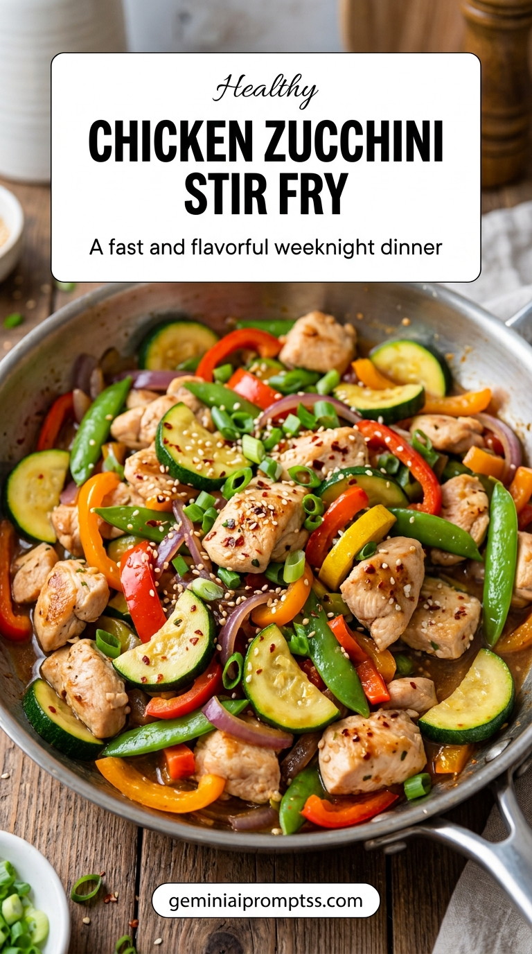 Chicken zucchini stir fry with tender chicken and glossy stir-fry sauce