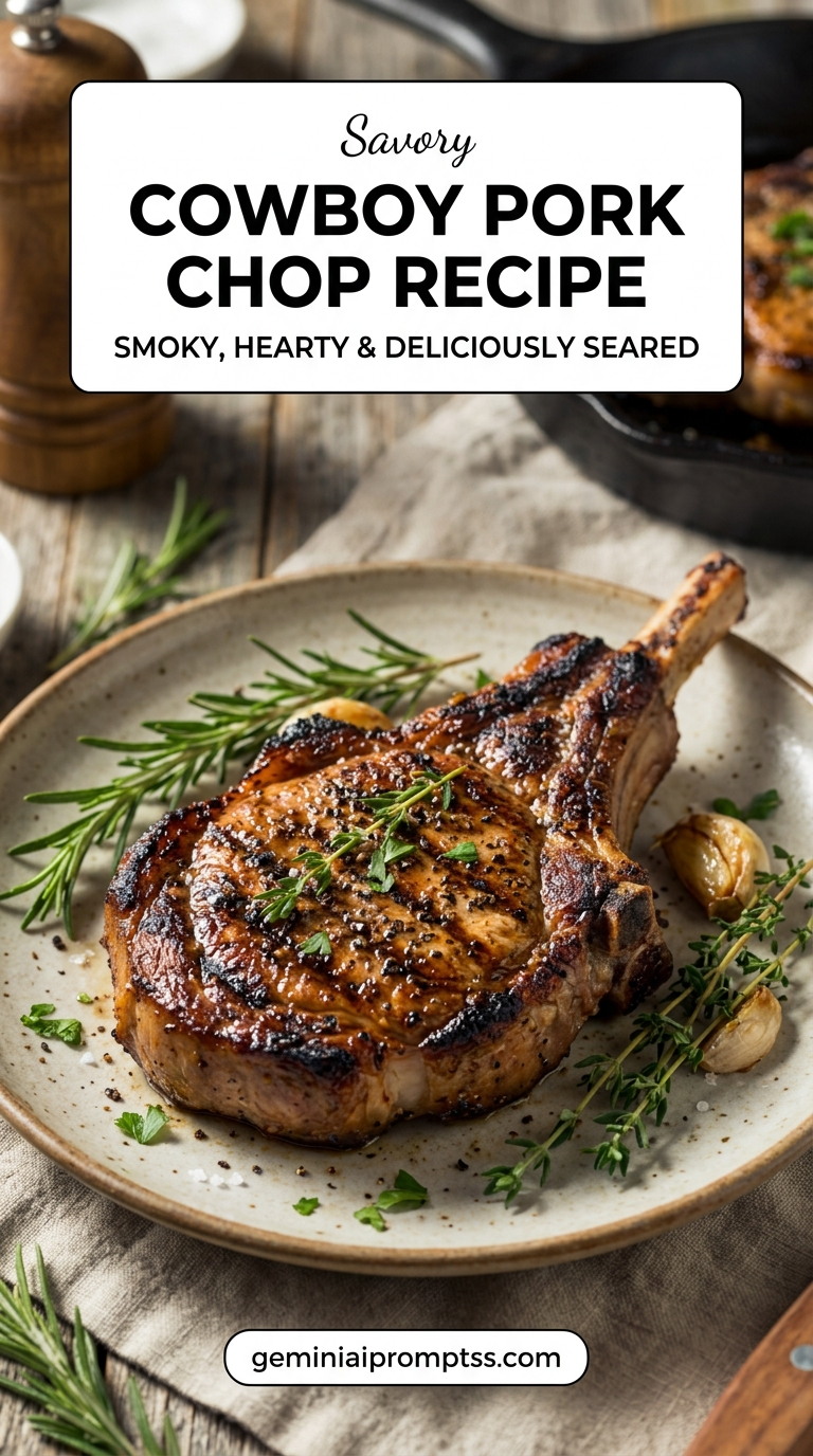 Cowboy pork chop recipe with tender pork and flavorful sauce
