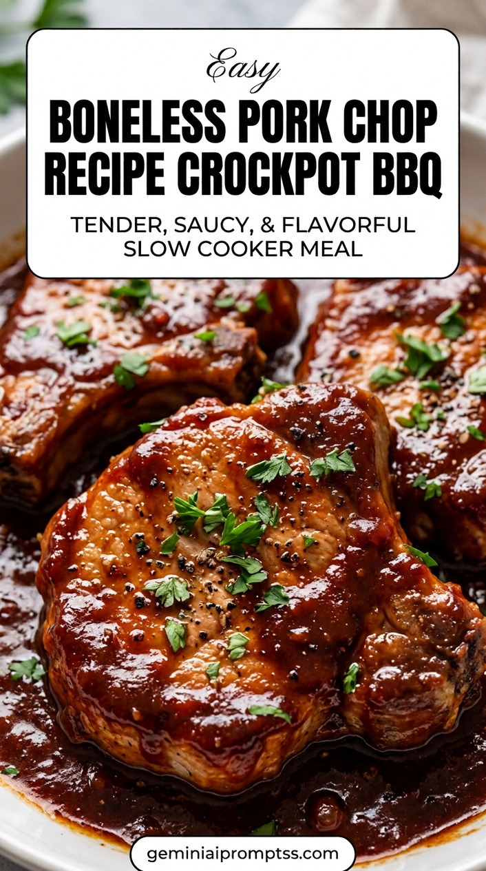 Boneless pork chop recipe crockpot BBQ with tender pork and flavorful sauce