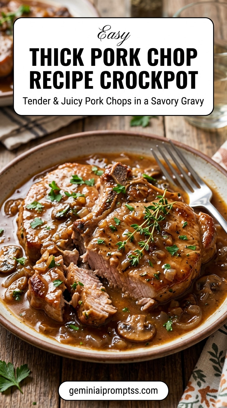 Thick pork chop recipe crockpot with tender pork and flavorful sauce