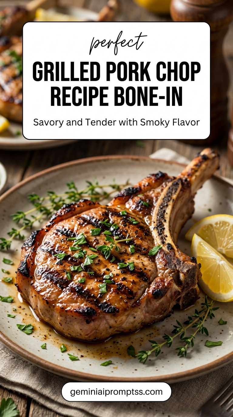 Grilled pork chop recipe bone-in with tender pork and flavorful sauce