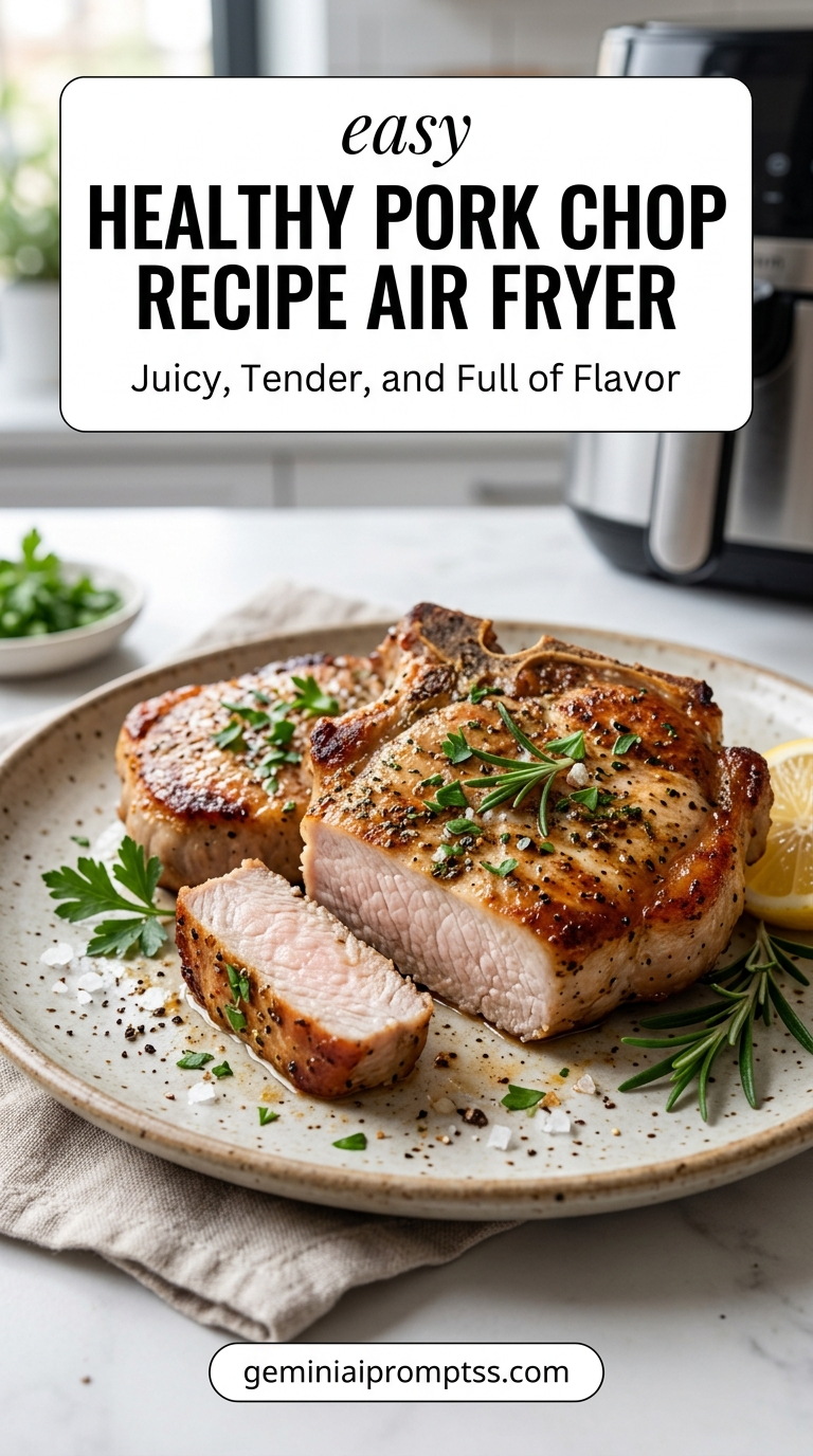Healthy bone-in pork chop recipe with tender pork and flavorful sauce