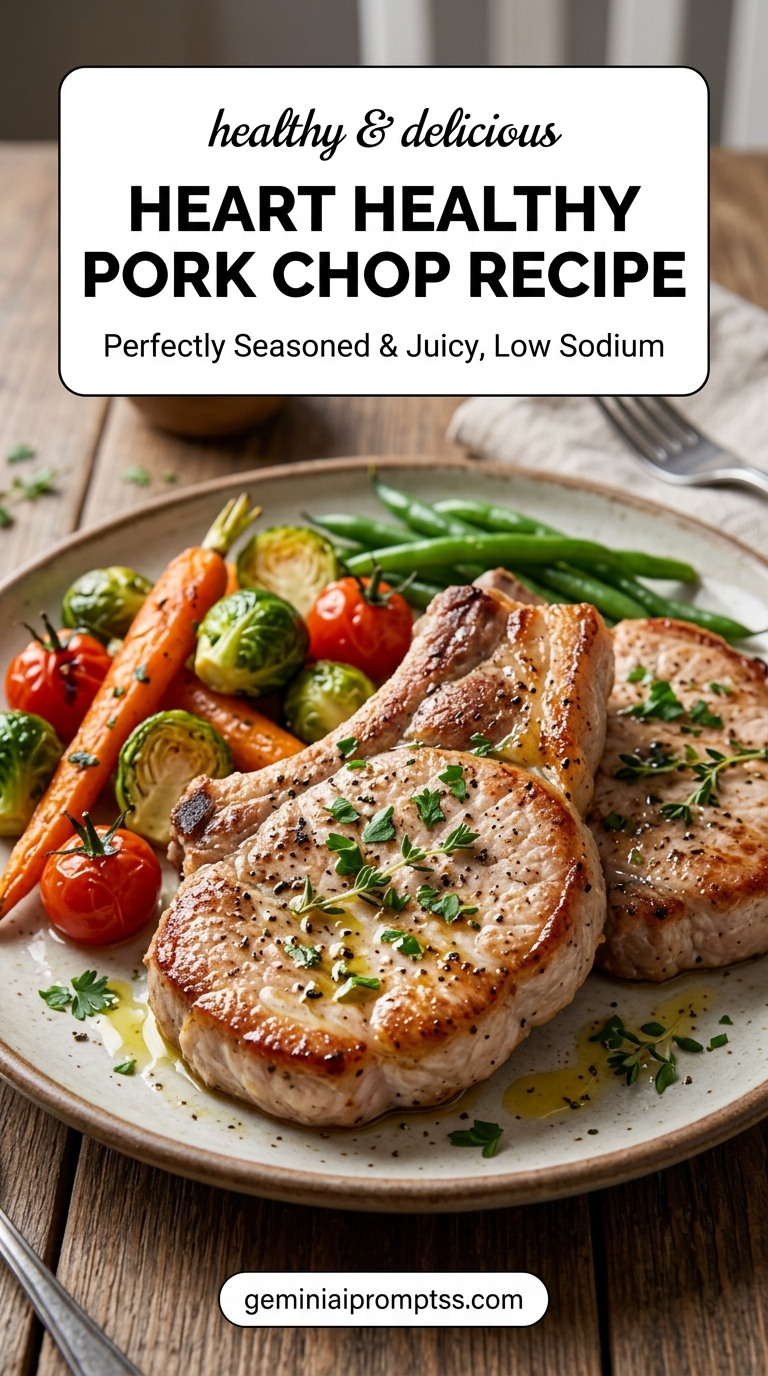 Heart healthy pork chop recipe with tender pork and flavorful sauce