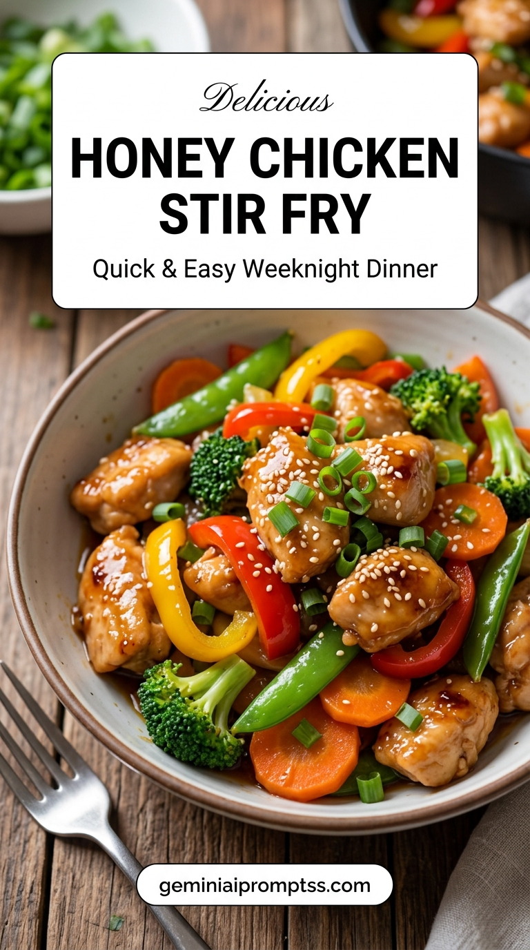 Honey chicken stir fry with tender chicken and glossy stir-fry sauce
