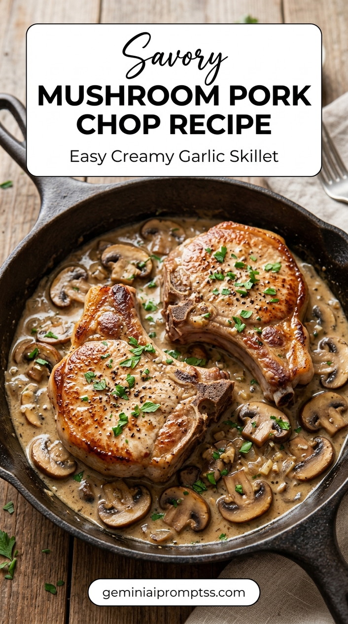 Mushroom pork chop recipe with tender pork and flavorful sauce