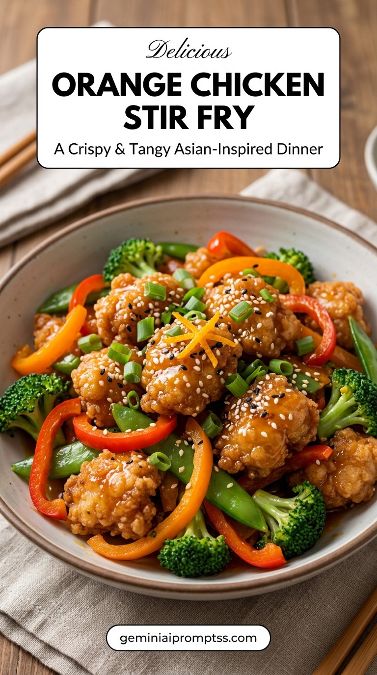 Orange chicken stir fry with tender chicken and glossy stir-fry sauce
