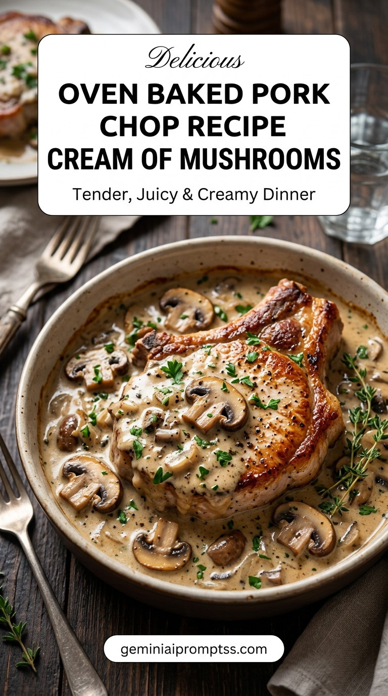 Oven baked pork chop recipe cream of mushrooms with tender pork and flavorful sauce