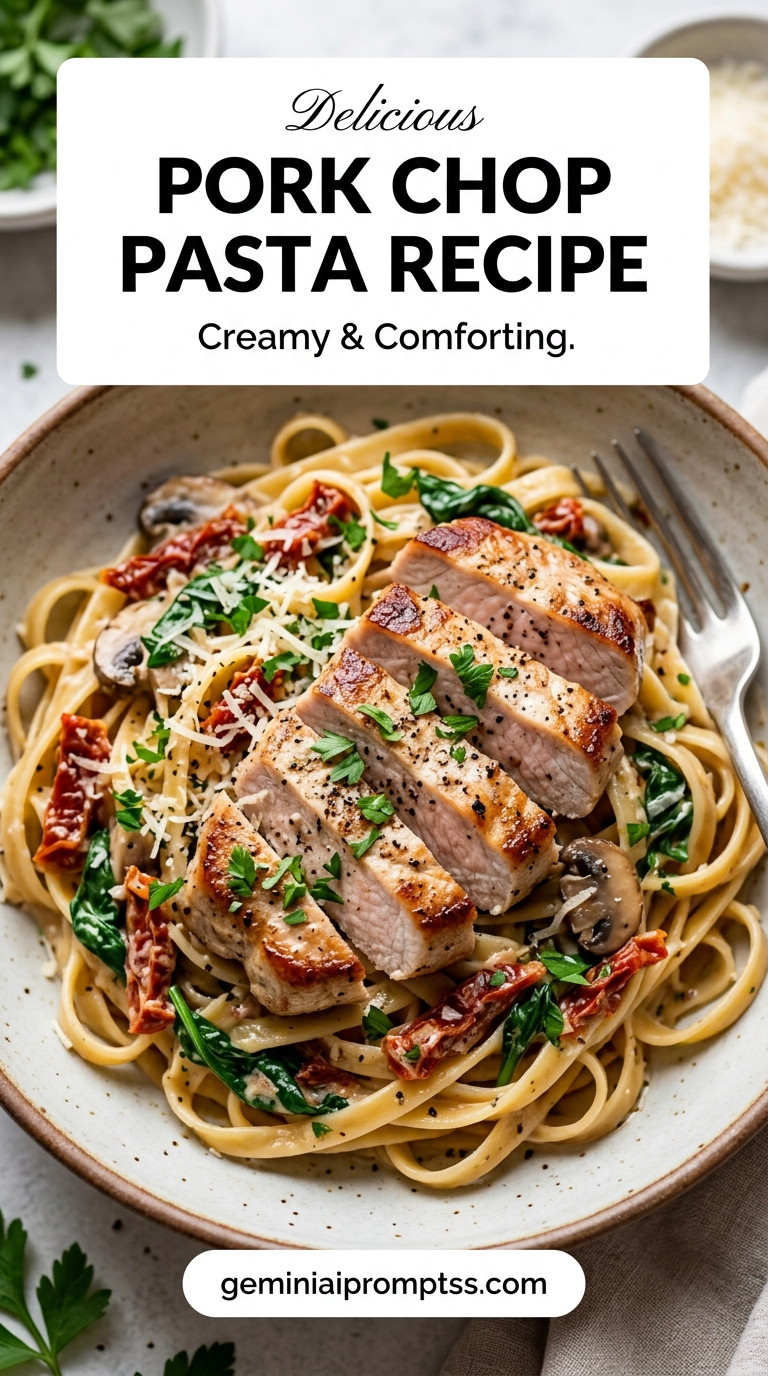 Pork chop pasta recipe with tender pork and flavorful sauce