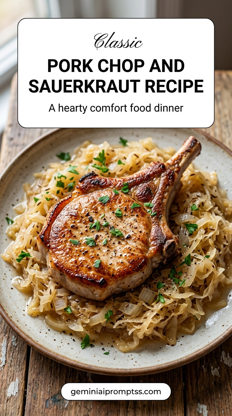 Pork chop and sauerkraut recipe with tender pork and flavorful sauce