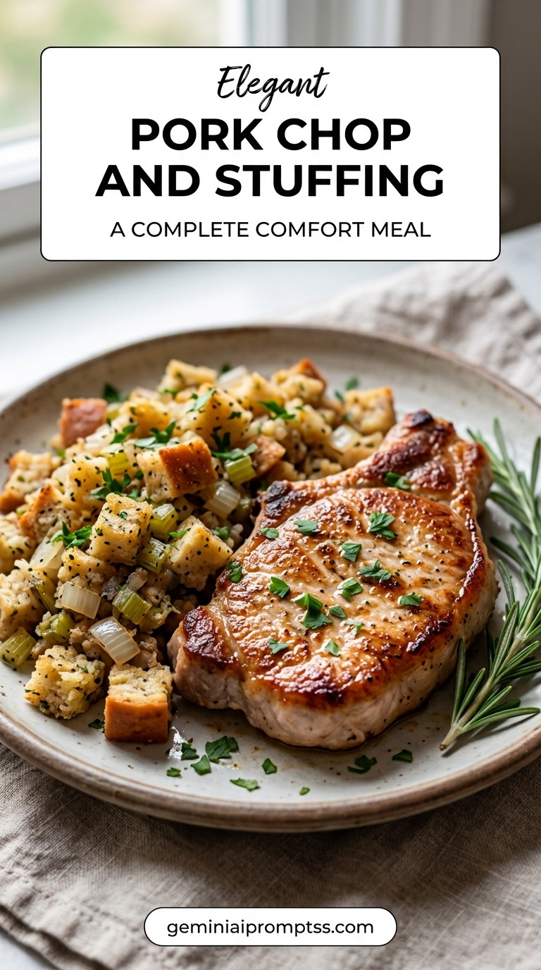 Pork chop and stuffing recipe with tender pork and flavorful sauce