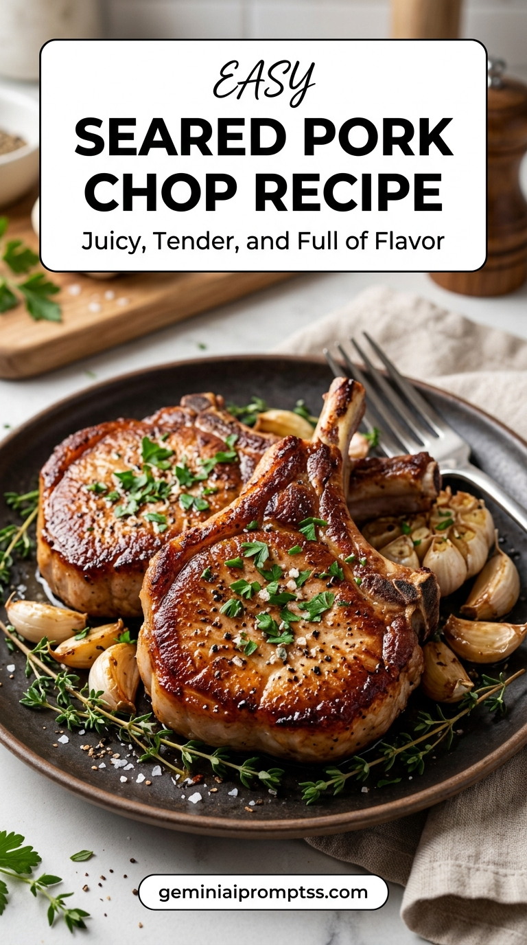 Seared pork chop recipe with tender pork and flavorful sauce