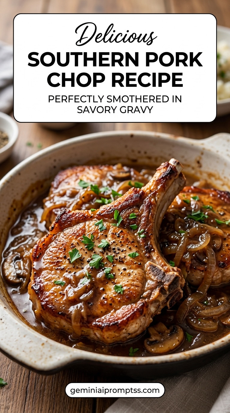 Southern pork chop recipe with tender pork and flavorful sauce