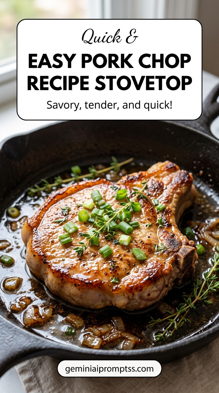 Easy pork chop recipe stovetop with tender pork and flavorful sauce