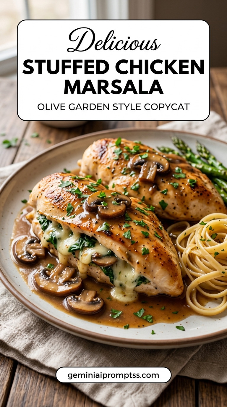 Stuffed chicken marsala with tender chicken and rich mushroom Marsala sauce