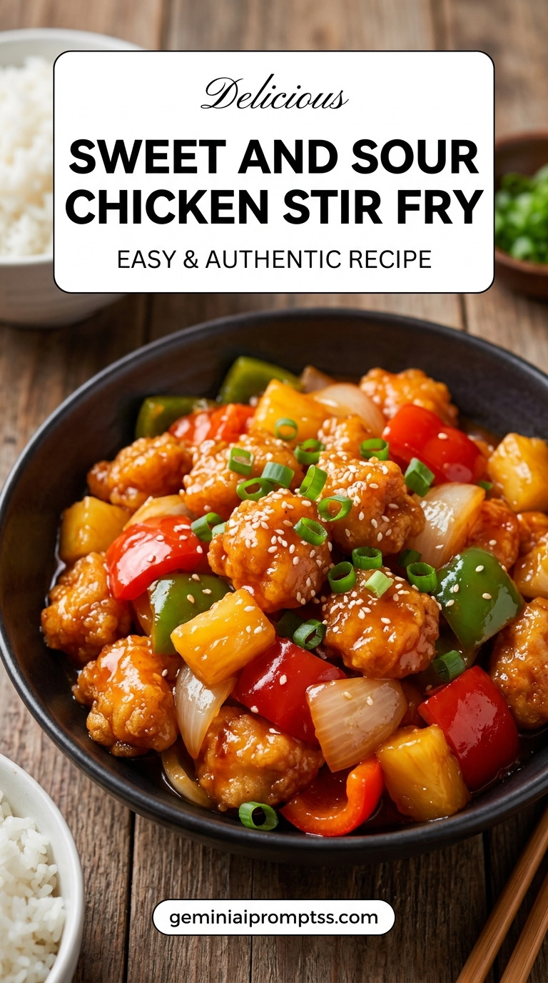 Sweet and sour chicken stir fry with tender chicken and glossy stir-fry sauce