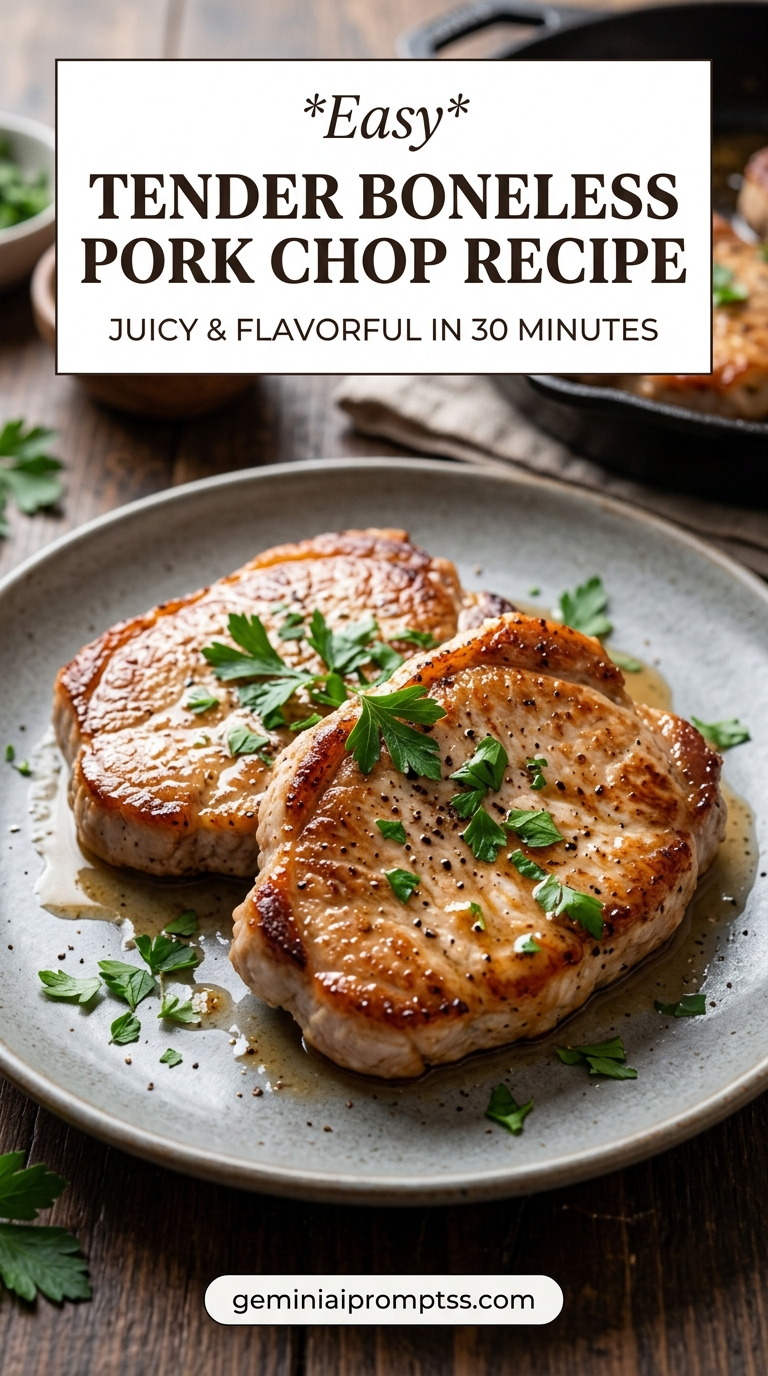 Tender boneless pork chop recipe with tender pork and flavorful sauce
