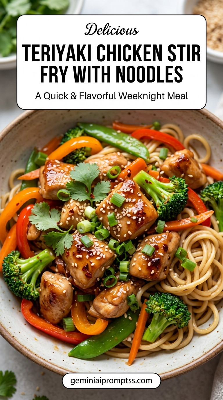 Teriyaki chicken stir fry with tender chicken and sweet-savory teriyaki glaze