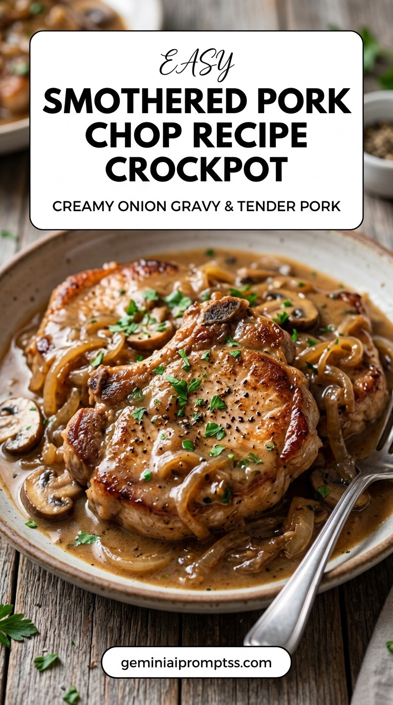 Smothered pork chop recipe crockpot with tender pork and flavorful sauce
