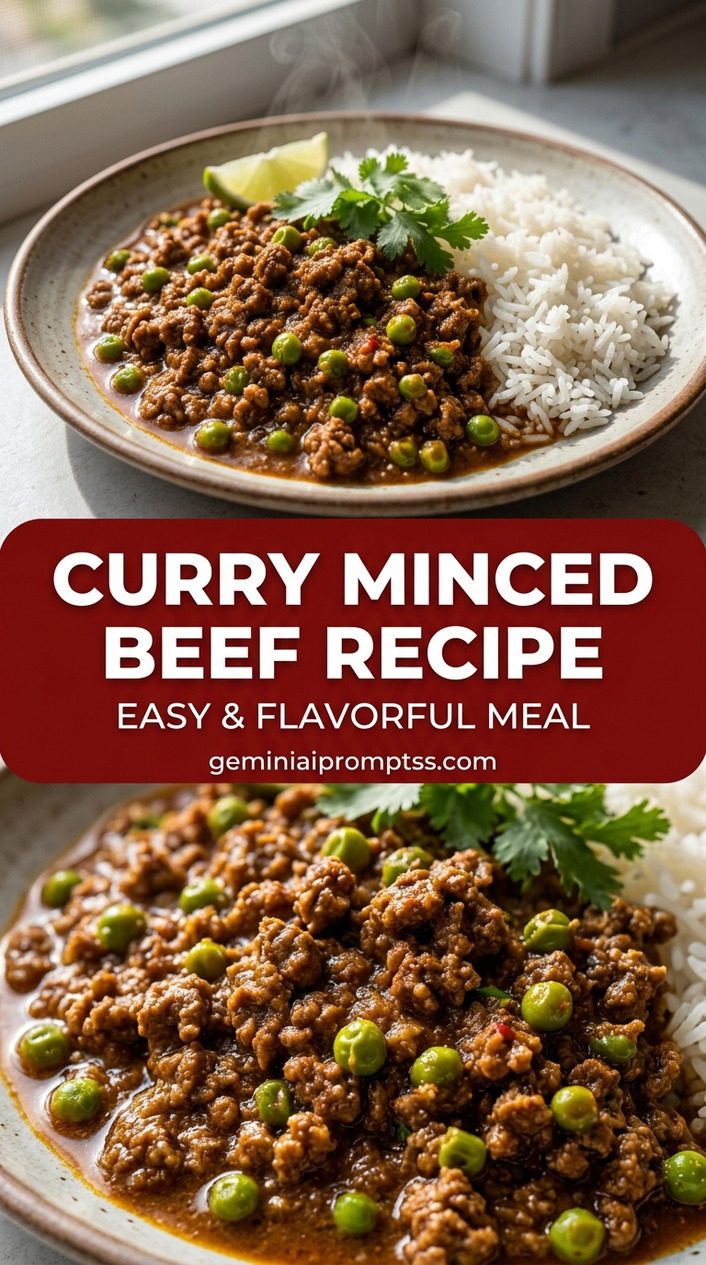 Curry Minced Beef Recipe with lean ground beef, onion, garlic, and a colorful vegetable, and a savory finish