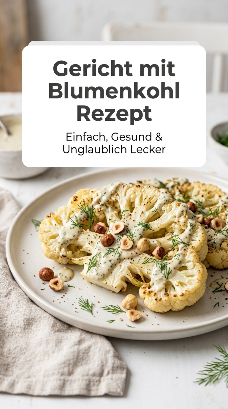Geröstete Blumenkohl-Steaks mit Kräuter-Joghurt und Haselnüssen