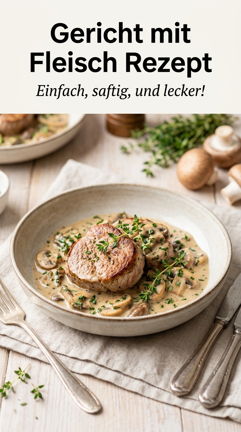 Schweinefilet-Medaillons in cremiger Champignon-Rahm-Sauce mit Kräutern