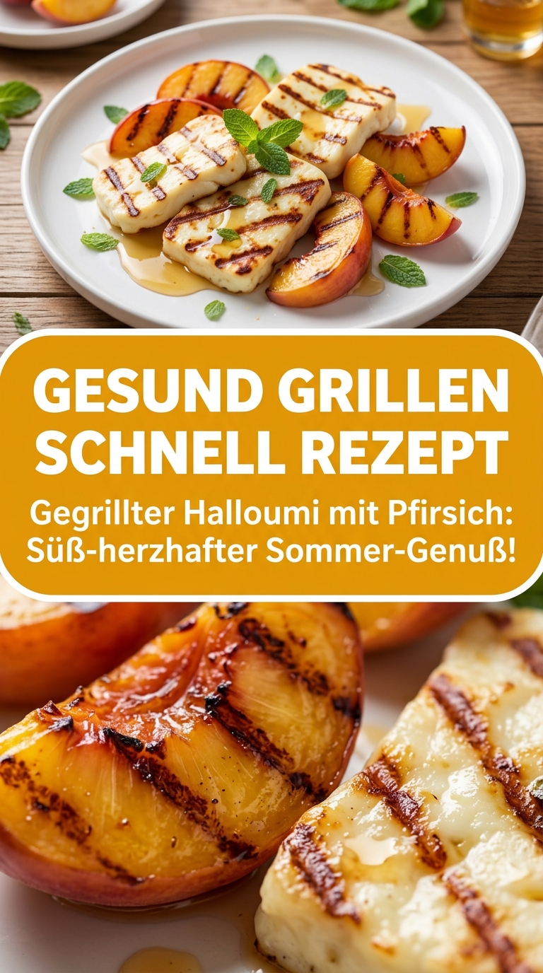 Gegrillte Halloumi-Pfirsich-Spieße mit Zucchini und Kräutern