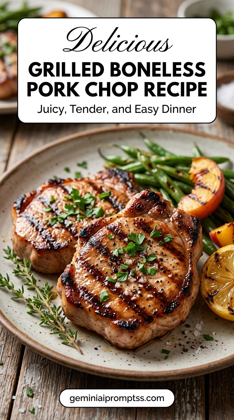 Grilled boneless pork chop recipe with tender pork and flavorful sauce
