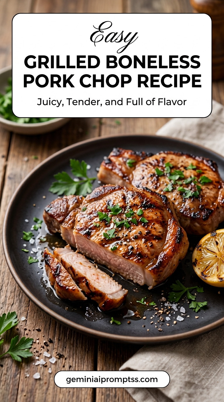 Grilled boneless pork chop recipe marinade with tender pork and flavorful sauce