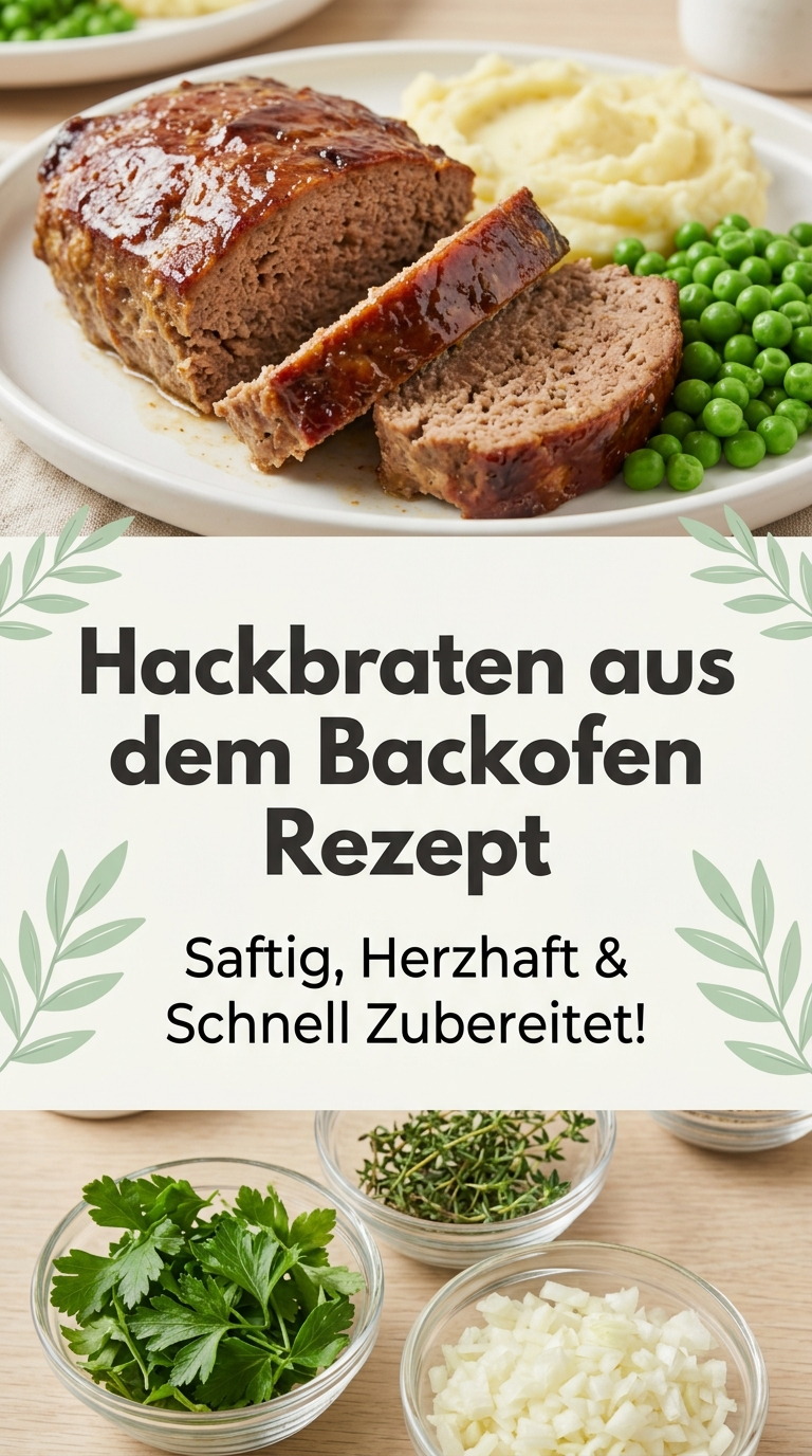 Saftiger Hackbraten aus dem Ofen mit brauner Bratensauce