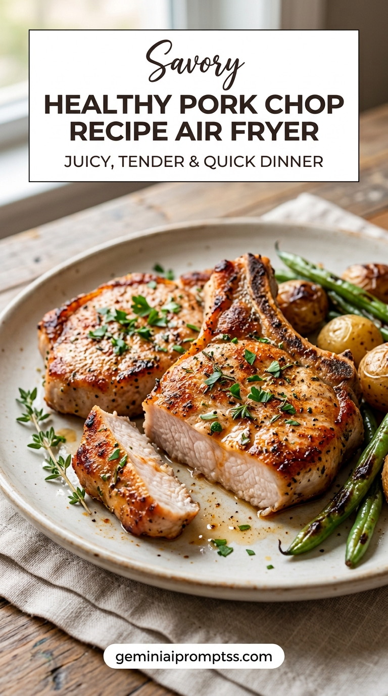 Healthy pork chop recipe air fryer with tender pork and flavorful sauce