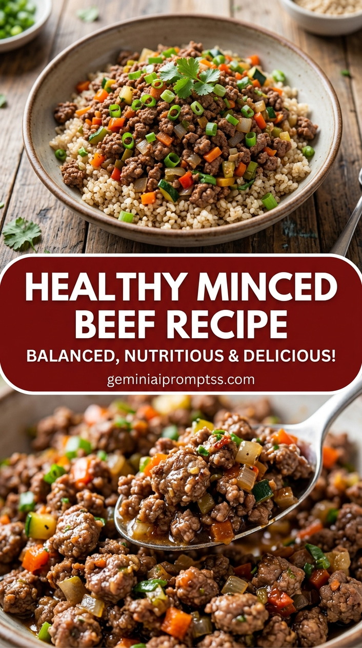 Healthy Minced Beef Recipe with 90% lean ground beef, onion, garlic, and a colorful vegetable, and a savory finish