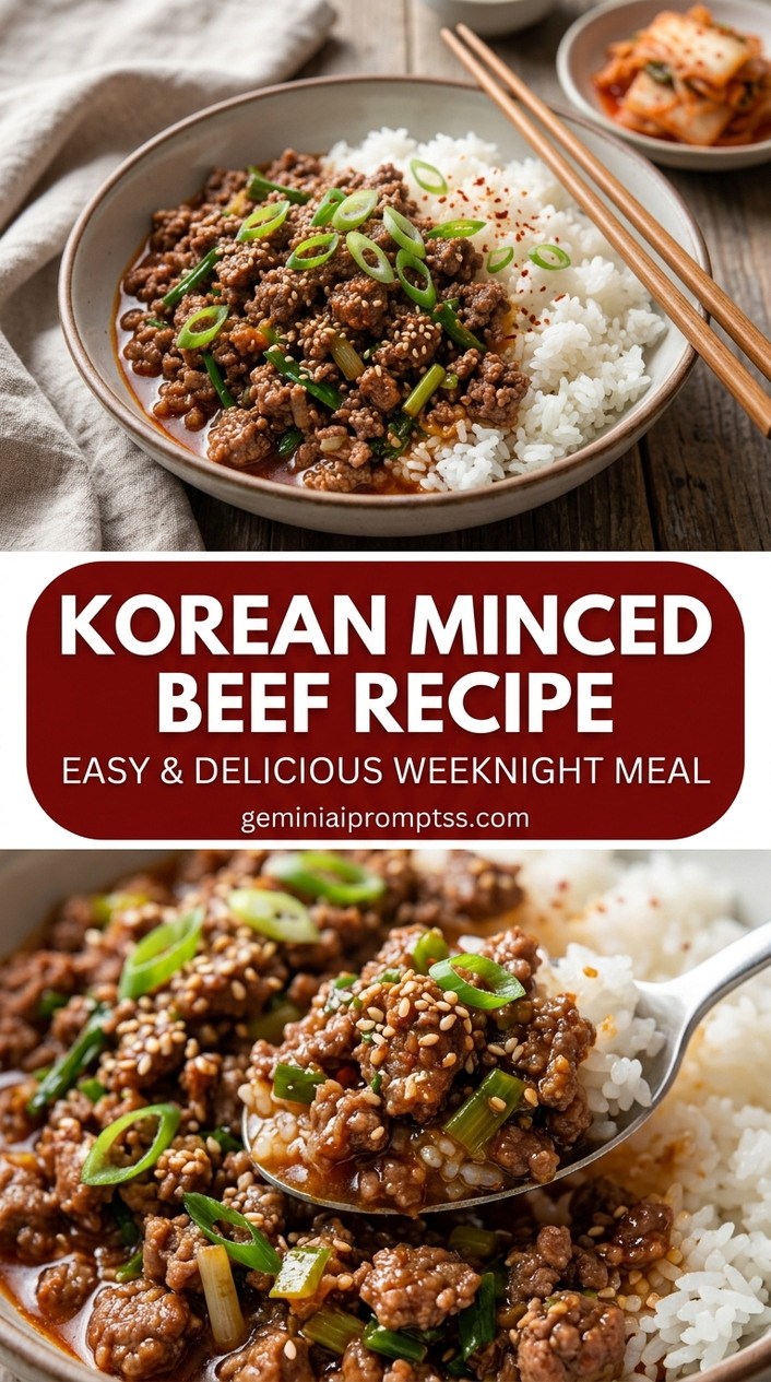 Korean Minced Beef Recipe with ground beef or thinly sliced beef, scallions, carrots, and cucumber, and a savory finish
