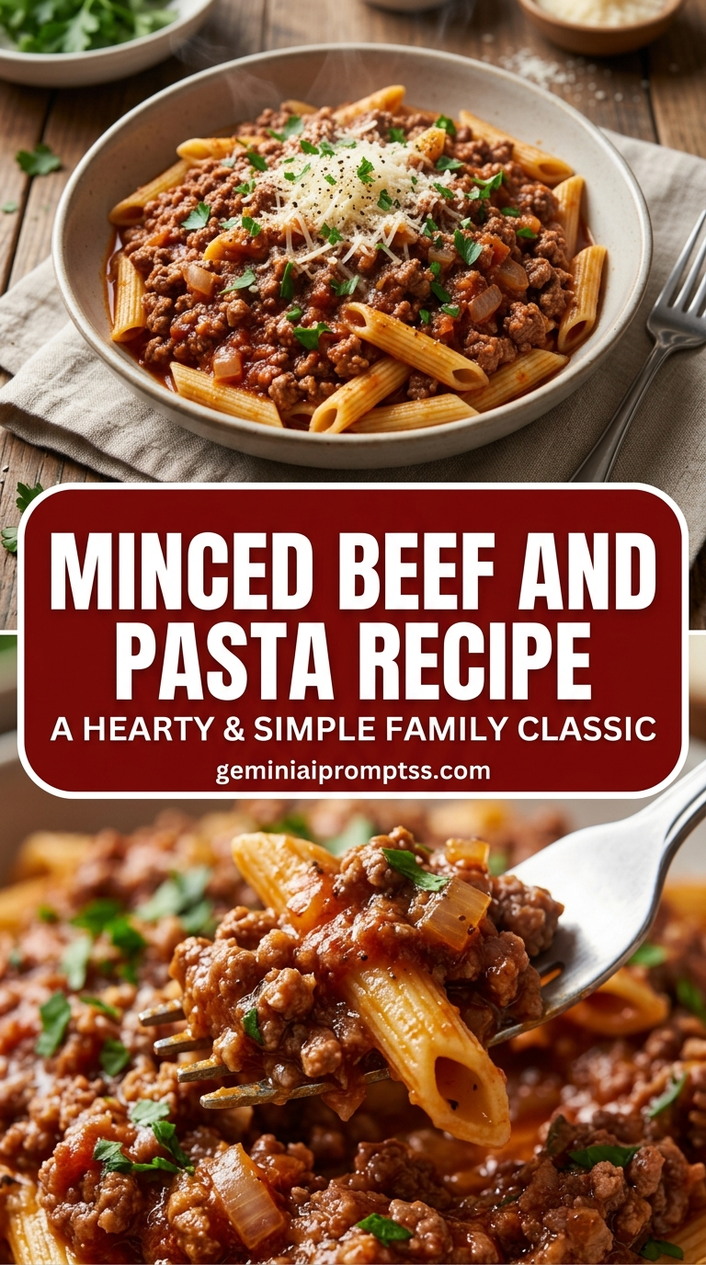 Minced Beef And Pasta Recipe with lean ground beef, onion, garlic, and a colorful vegetable, and a savory finish