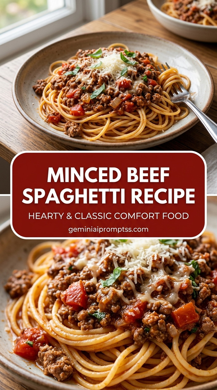 Minced Beef Spaghetti Recipe with lean ground beef, onion, garlic, and a colorful vegetable, and a savory finish