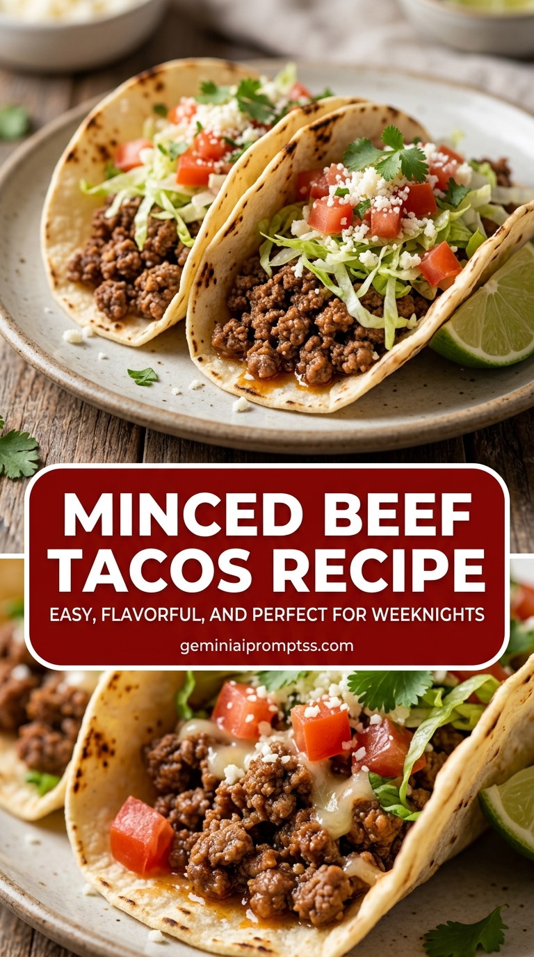 Minced Beef Tacos Recipe with lean ground beef, onion, garlic, and a colorful vegetable, and a savory finish