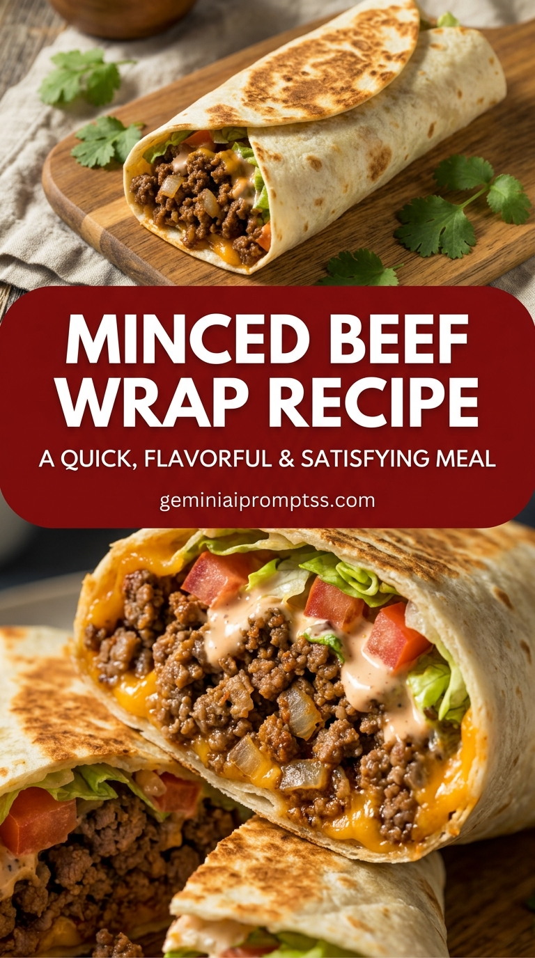 Minced Beef Wrap Recipe with lean ground beef, onion, garlic, and a colorful vegetable, and a savory finish