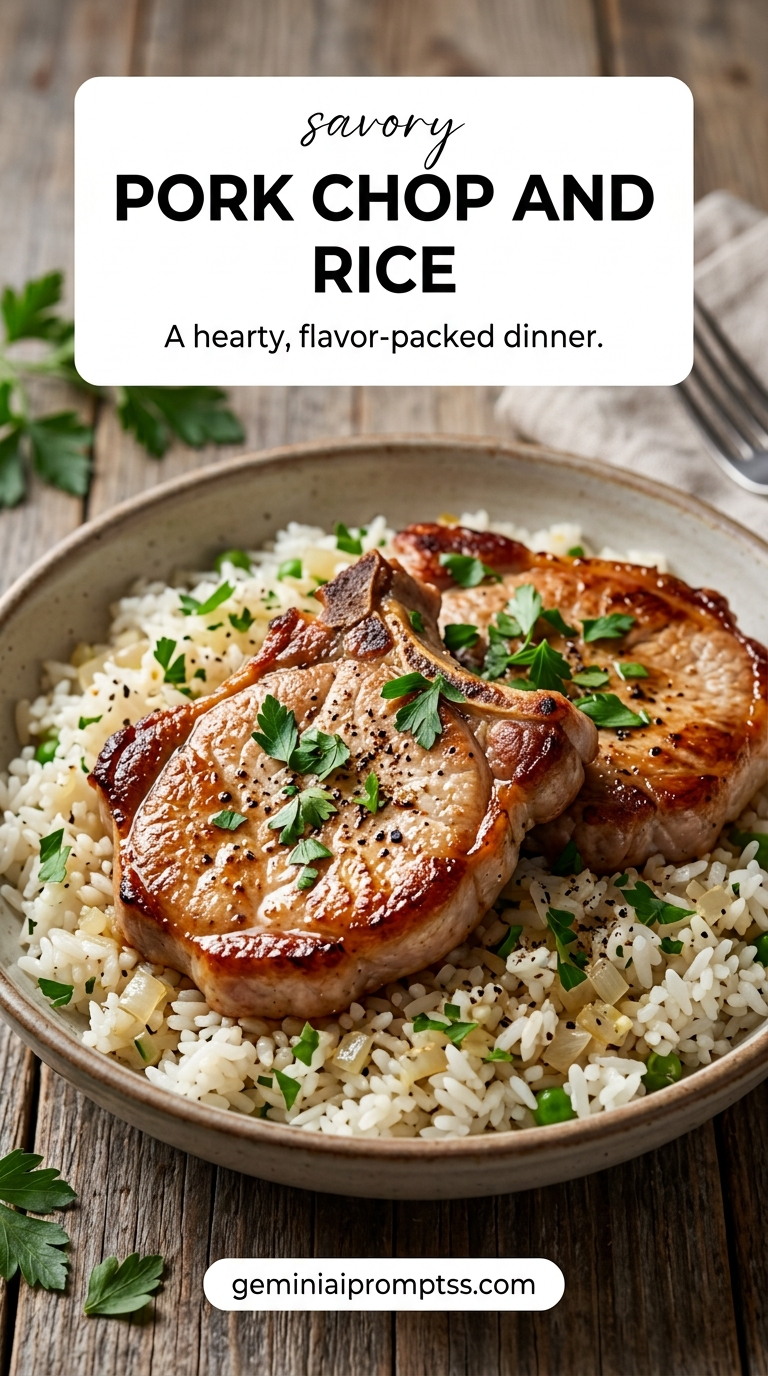 Pork chop and rice recipe with tender pork and flavorful sauce