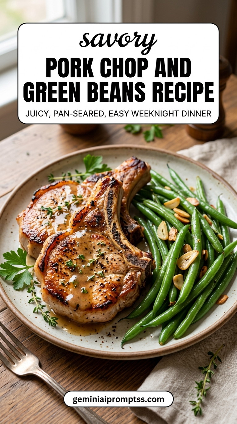 Pork chop and green beans recipe with tender pork and flavorful sauce