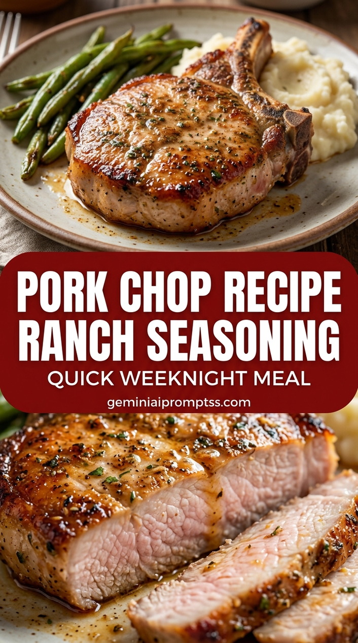 Pork Chop Recipe Ranch Seasoning with bone-in or boneless pork chops, onion and a seasonal vegetable, and a savory finish