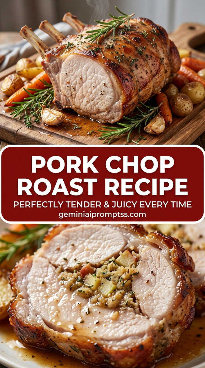 Pork Chop Roast Recipe with bone-in or boneless pork chops, onion and a seasonal vegetable, and a savory finish