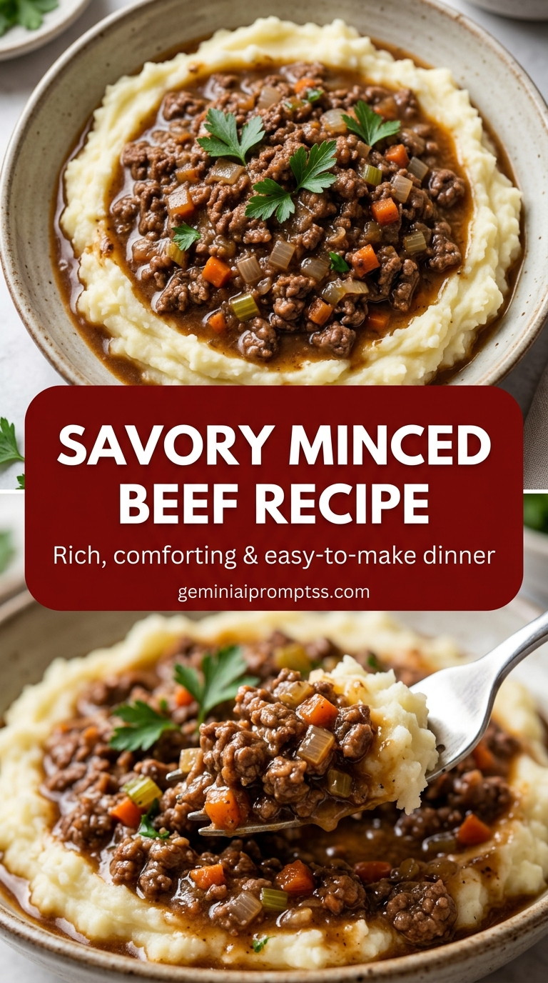 Savory Minced Beef Recipe with lean ground beef, onion, garlic, and a colorful vegetable, and a savory finish