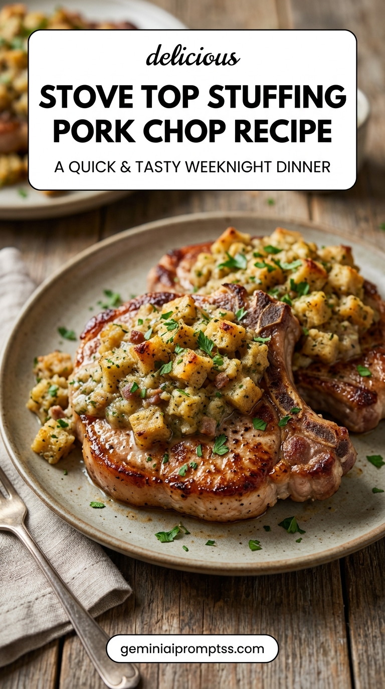 Stove Top stuffing pork chop recipe with tender pork and flavorful sauce