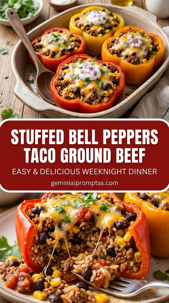 Easy Stuffed Bell Peppers Ground Beef And Rice with lean ground beef, bell peppers, onion, and tomatoes, and a savory finish