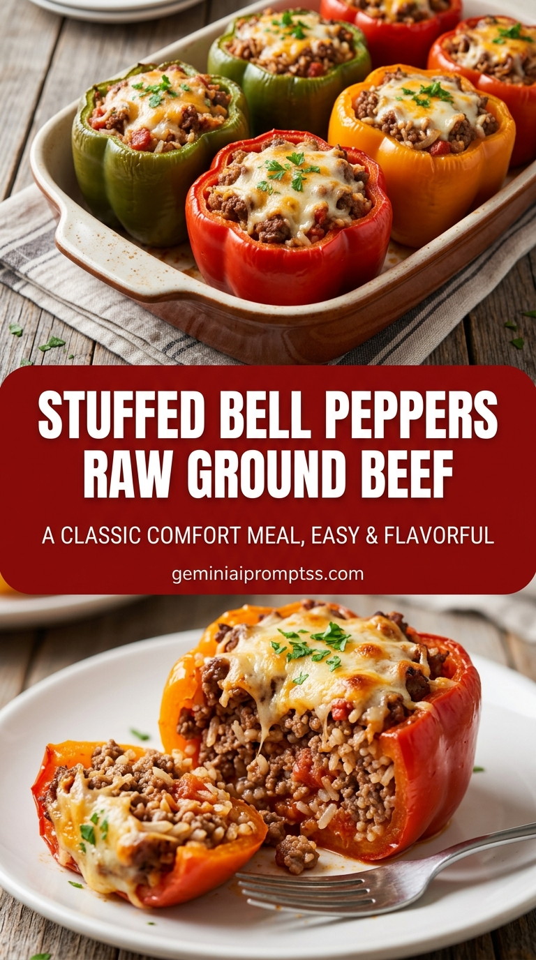 Stuffed Bell Peppers Ground Beef No Rice with lean ground beef, bell peppers, onion, and tomatoes, and a savory finish